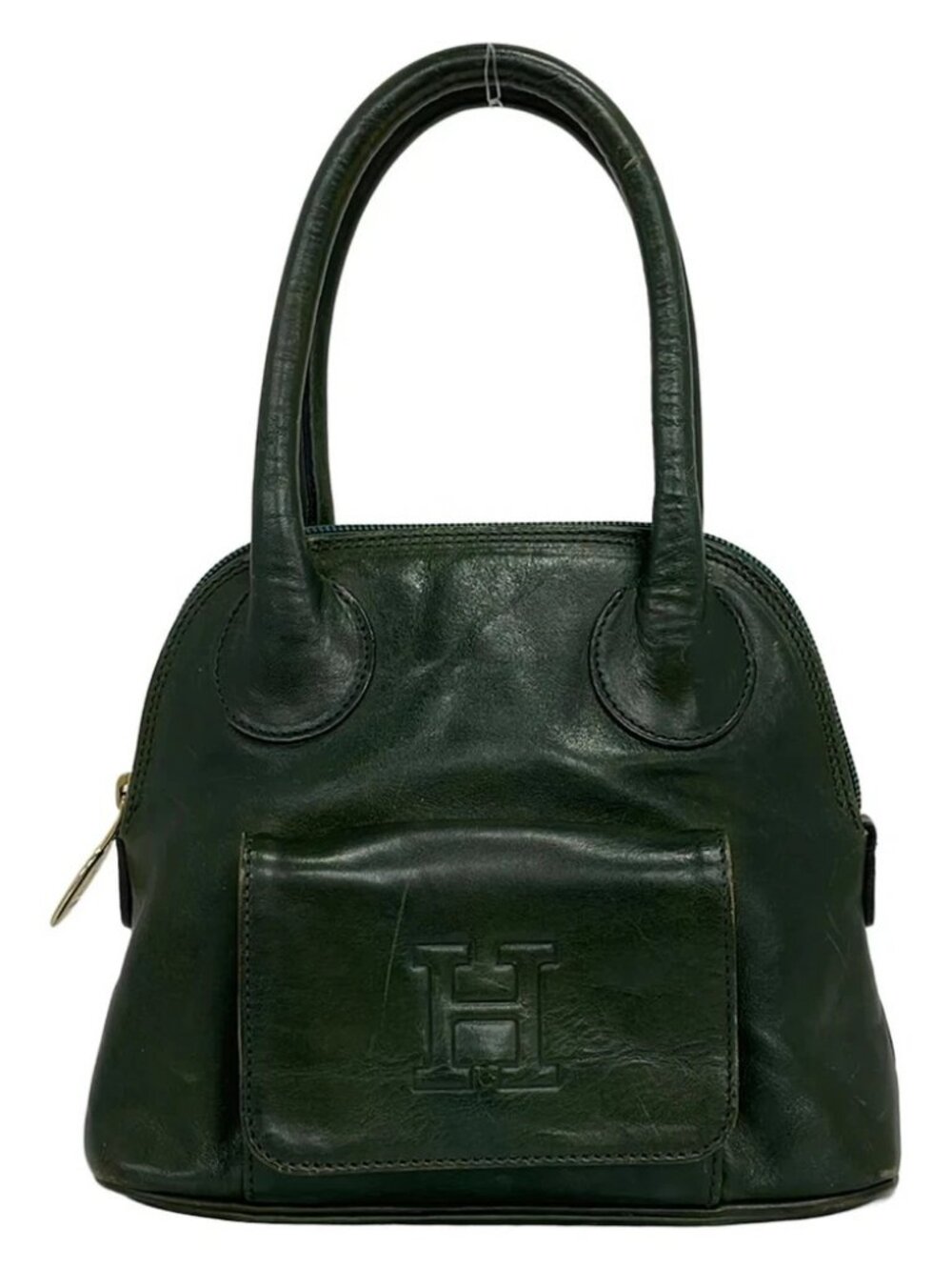 HIROFU Dark Green Leather Handbag
